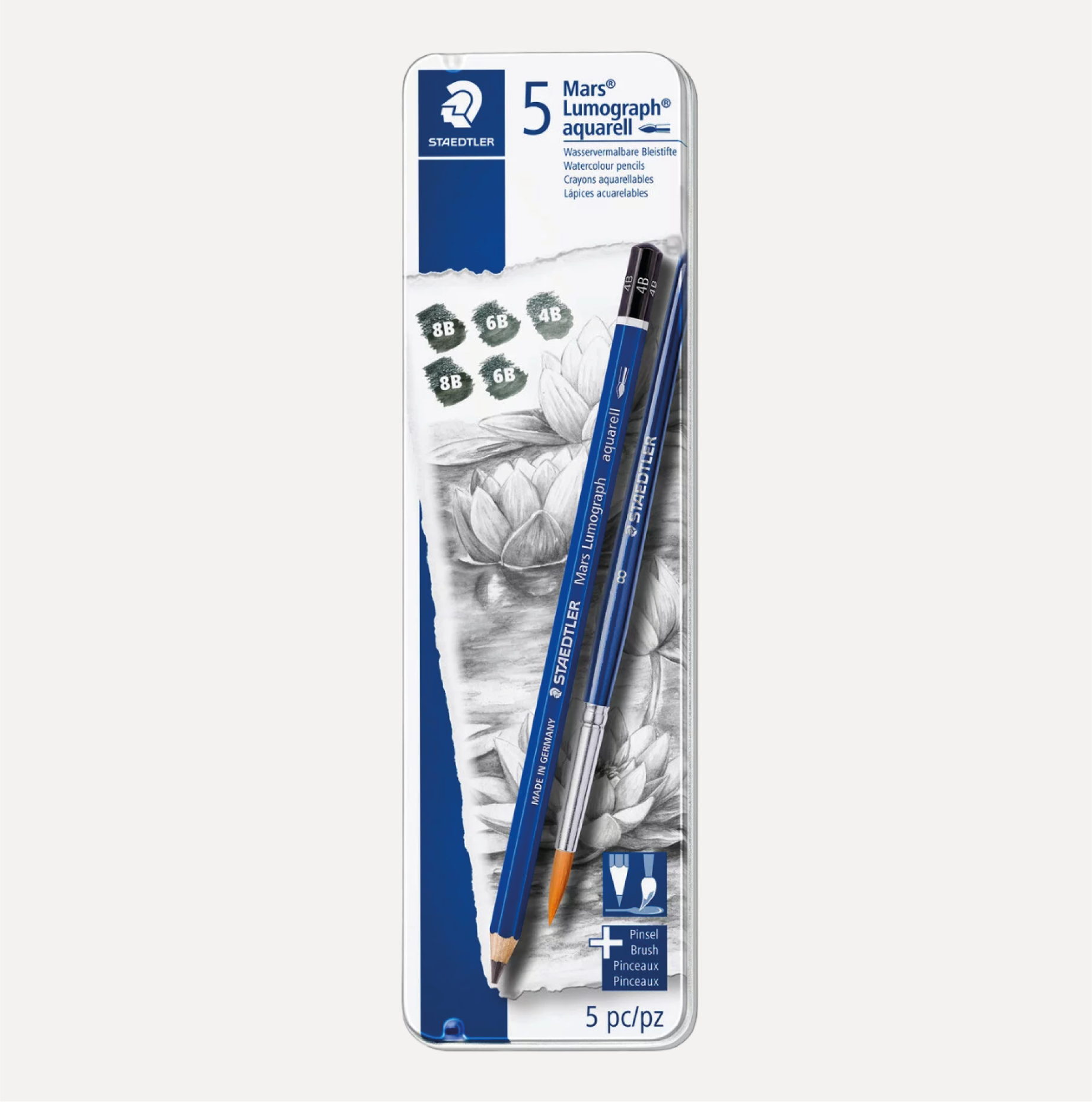 STAEDTLER Mars Lumograph Aquarelle Set 5 matite acquarellabili + pennello