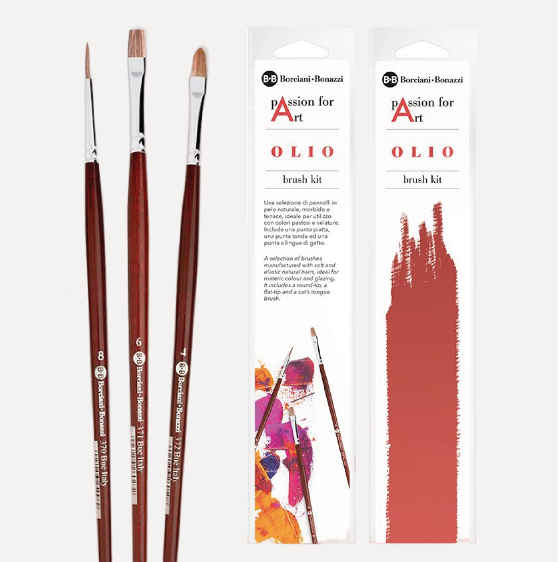 BORCIANI e BONAZZI Passion for Art OLIO Set 3 Pennelli