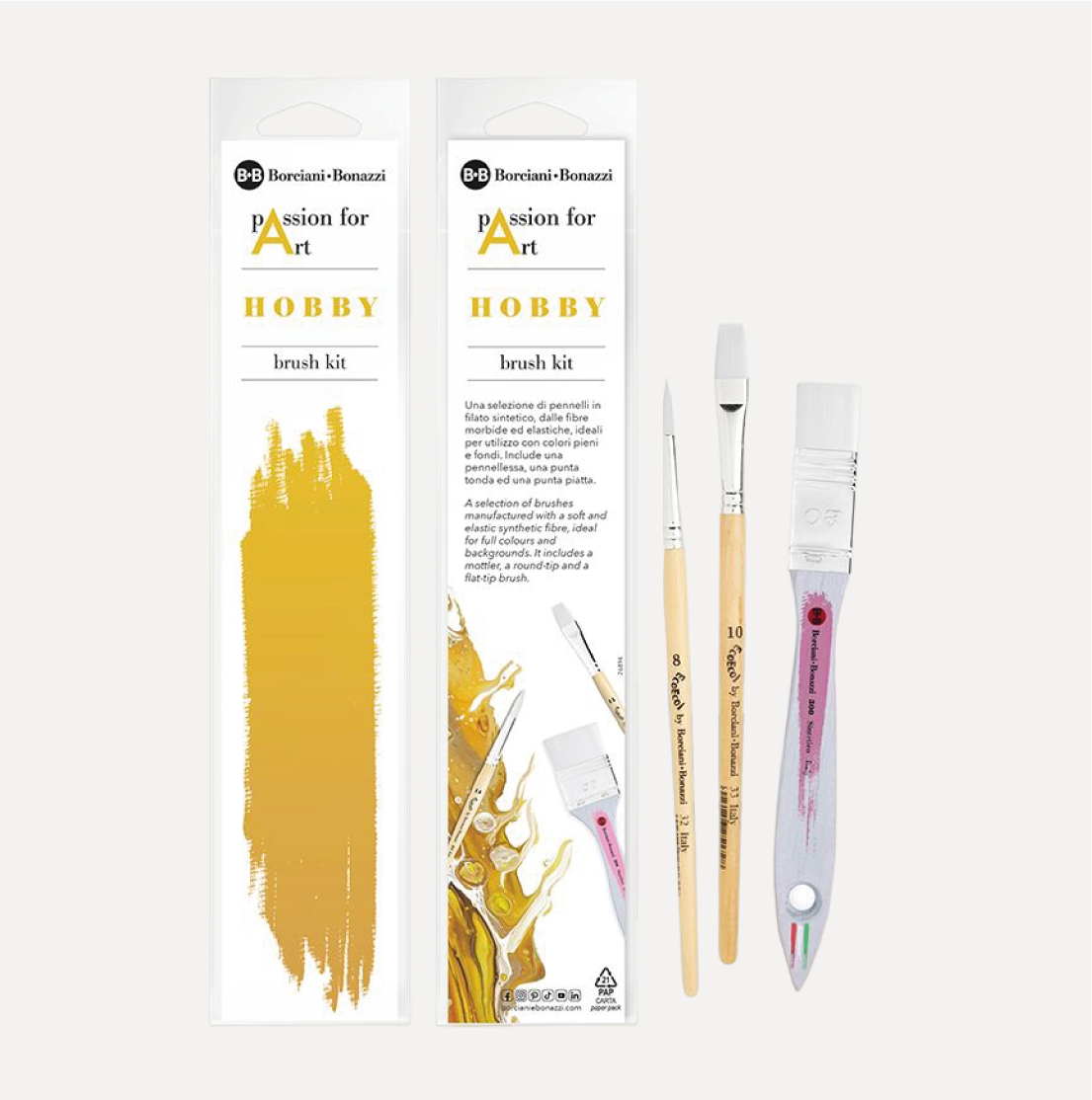 BORCIANI e BONAZZI Passion for Art HOBBY Set 3 Pennelli