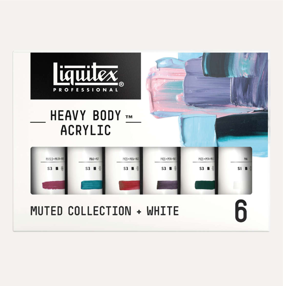 LIQUITEX Colori Acrilici HEAVY BODY Set Colori Tenui 6 Tubi da 59ml - immagine 2