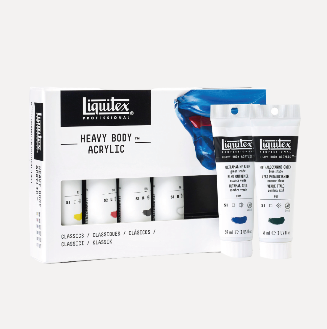 LIQUITEX Colori Acrilici HEAVY BODY Set Colori Classici 6 Tubi da 59ml