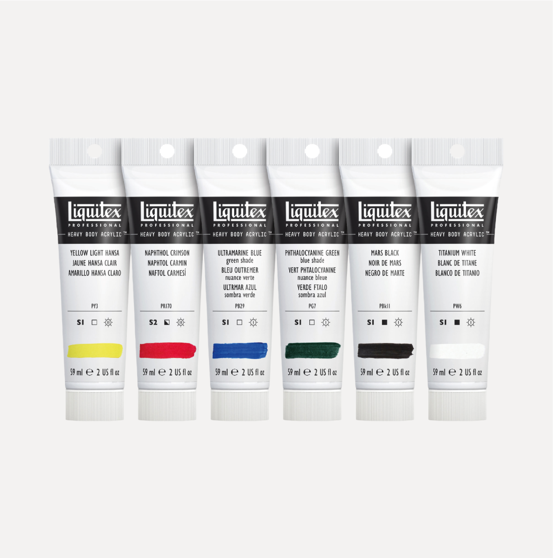 LIQUITEX Colori Acrilici HEAVY BODY Set Colori Classici 6 Tubi da 59ml - immagine 2