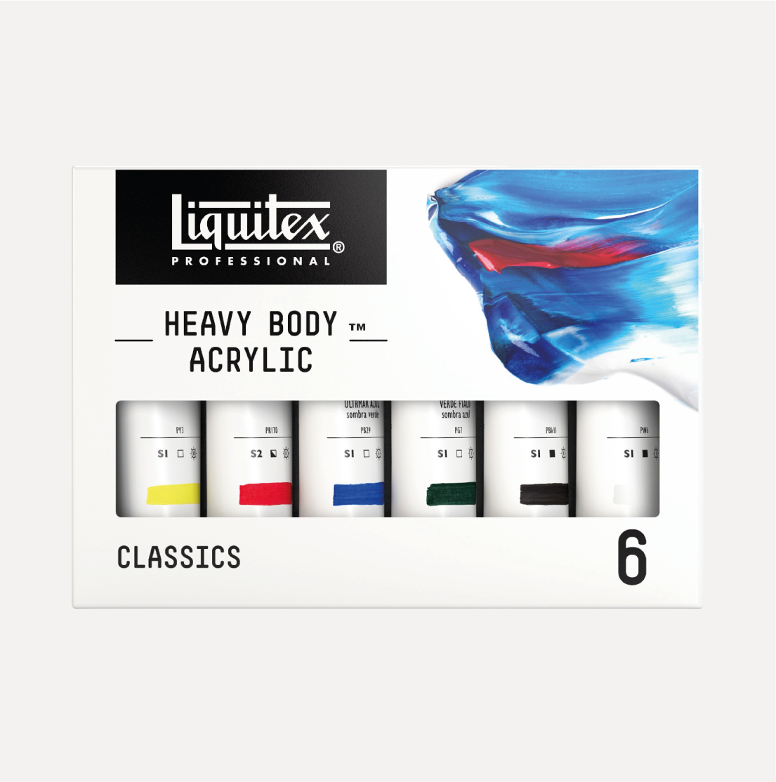 LIQUITEX Colori Acrilici HEAVY BODY Set Colori Classici 6 Tubi da 59ml - immagine 3