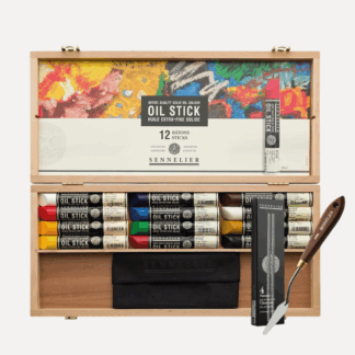 SENNELIER Oil Stick Cassetta in legno 12 Colori + AccessoriSENNELIER Oil Stick Cassetta in legno 12 Colori + Accessori